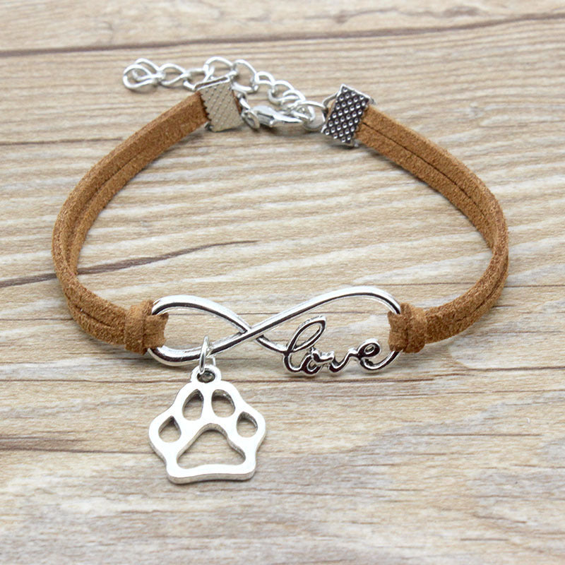 Cute Dog Paw & "Love" Infinity Friendship Bracelet Jewelry Simple Style Hand-woven Infinite Love Pet Bracelet