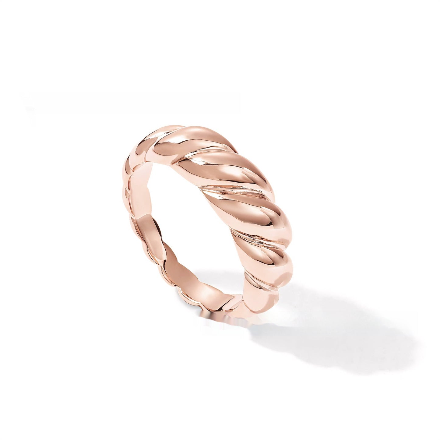 Chic Chunky Silver Tone Wave Pattern Statement Ring Personalized Bread Abstract Ring For Women