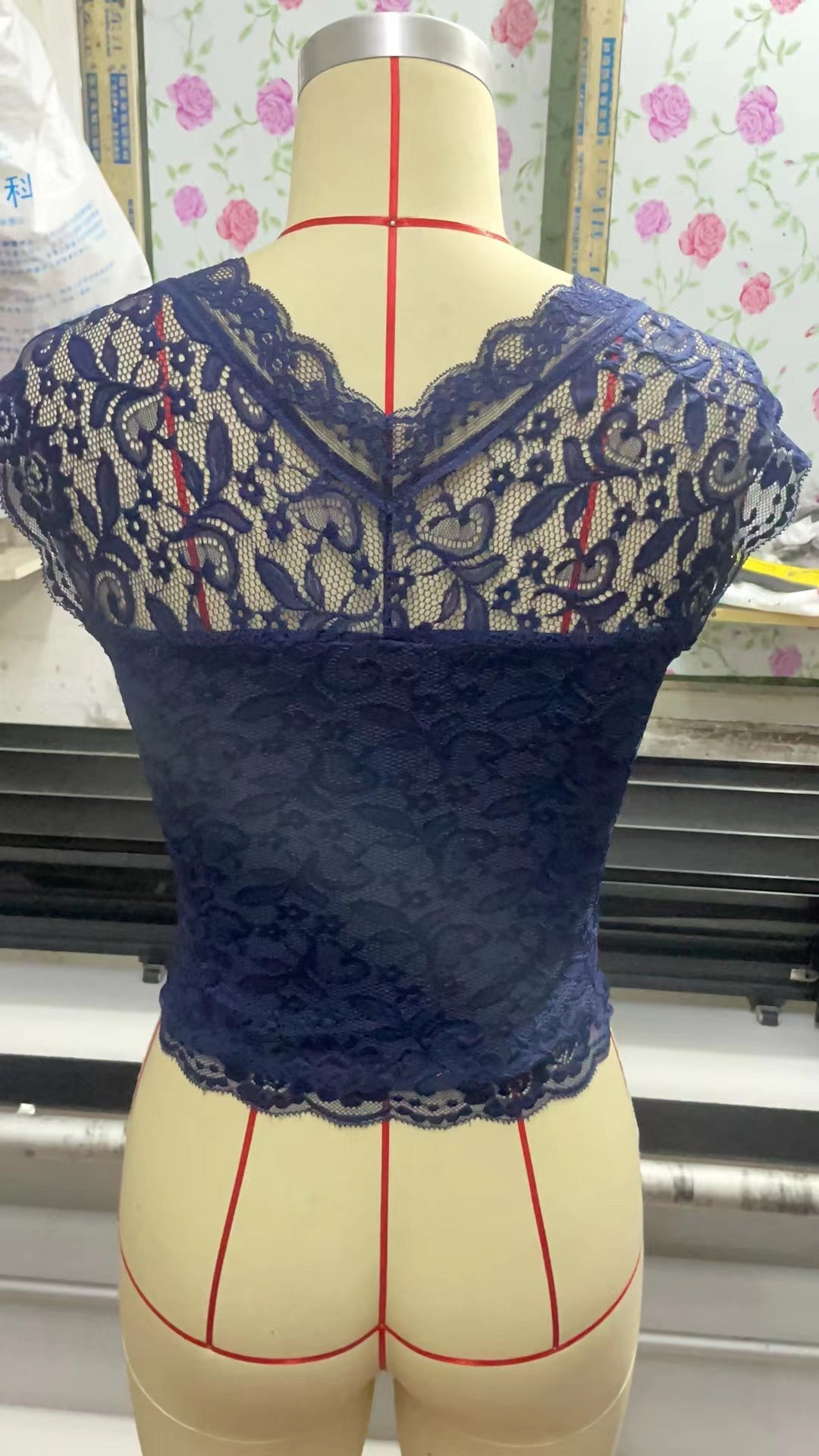 Lace Slim Short-sleeved Tops For Women's