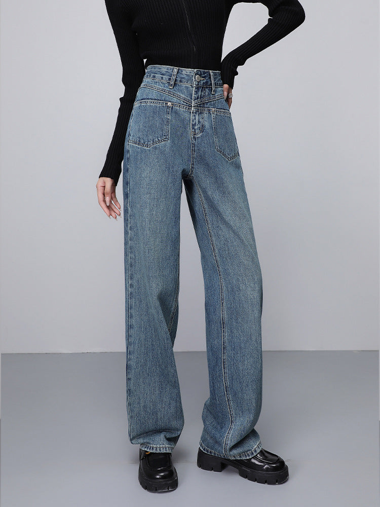 Classic Sculpt – High-Waisted Straight Leg Jeans Fashionable Narrow Wide-leg Jeans For Women