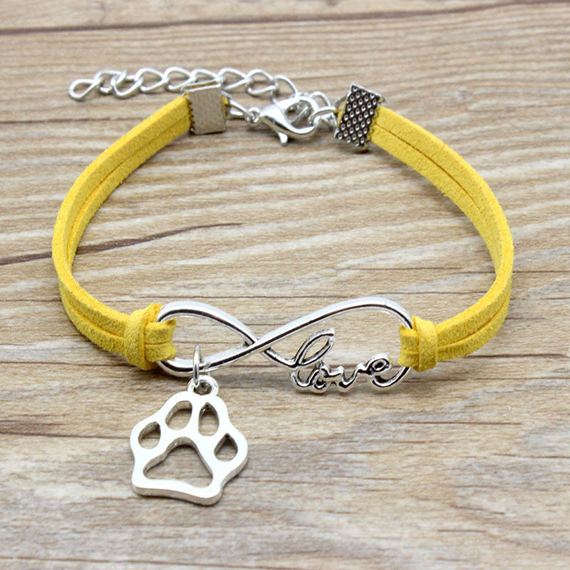 Cute Dog Paw & "Love" Infinity Friendship Bracelet Jewelry Simple Style Hand-woven Infinite Love Pet Bracelet