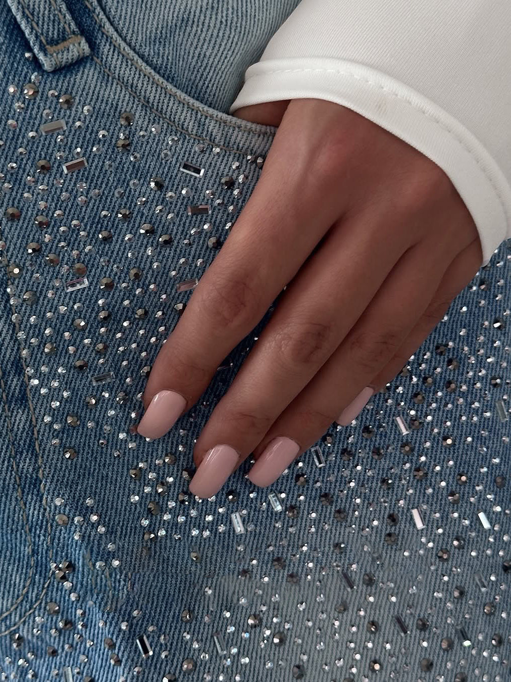 Glamorous Rhinestone Wide Leg Jeans Irregular Rhinestone Jeans