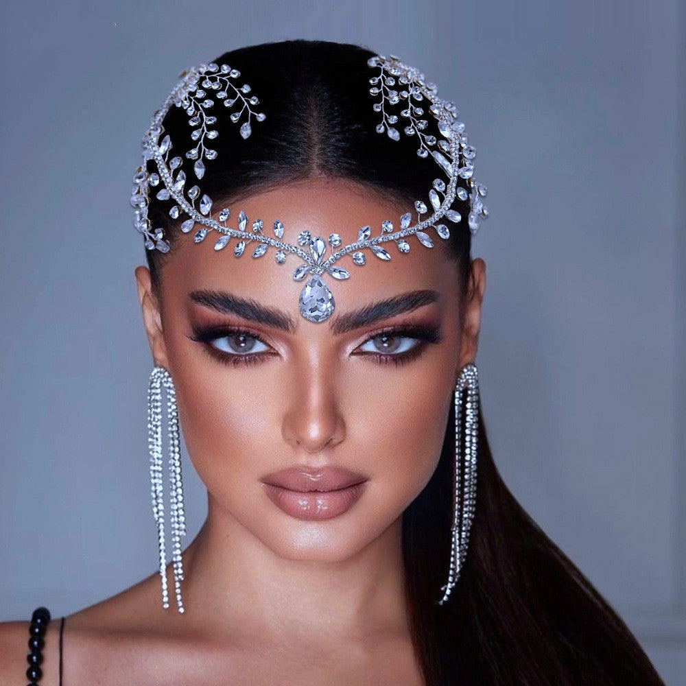 Luxury Crystal Bridal Forehead Headpiece Bridal Tiara Rhinestone Wedding Hair Accessories