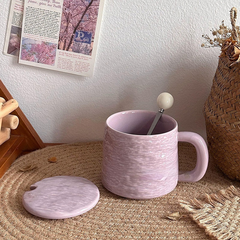 Textured Ceramic Mug & Spoon Gift Set with Bag Rock Textured Ceramic Coffee Niche Mug