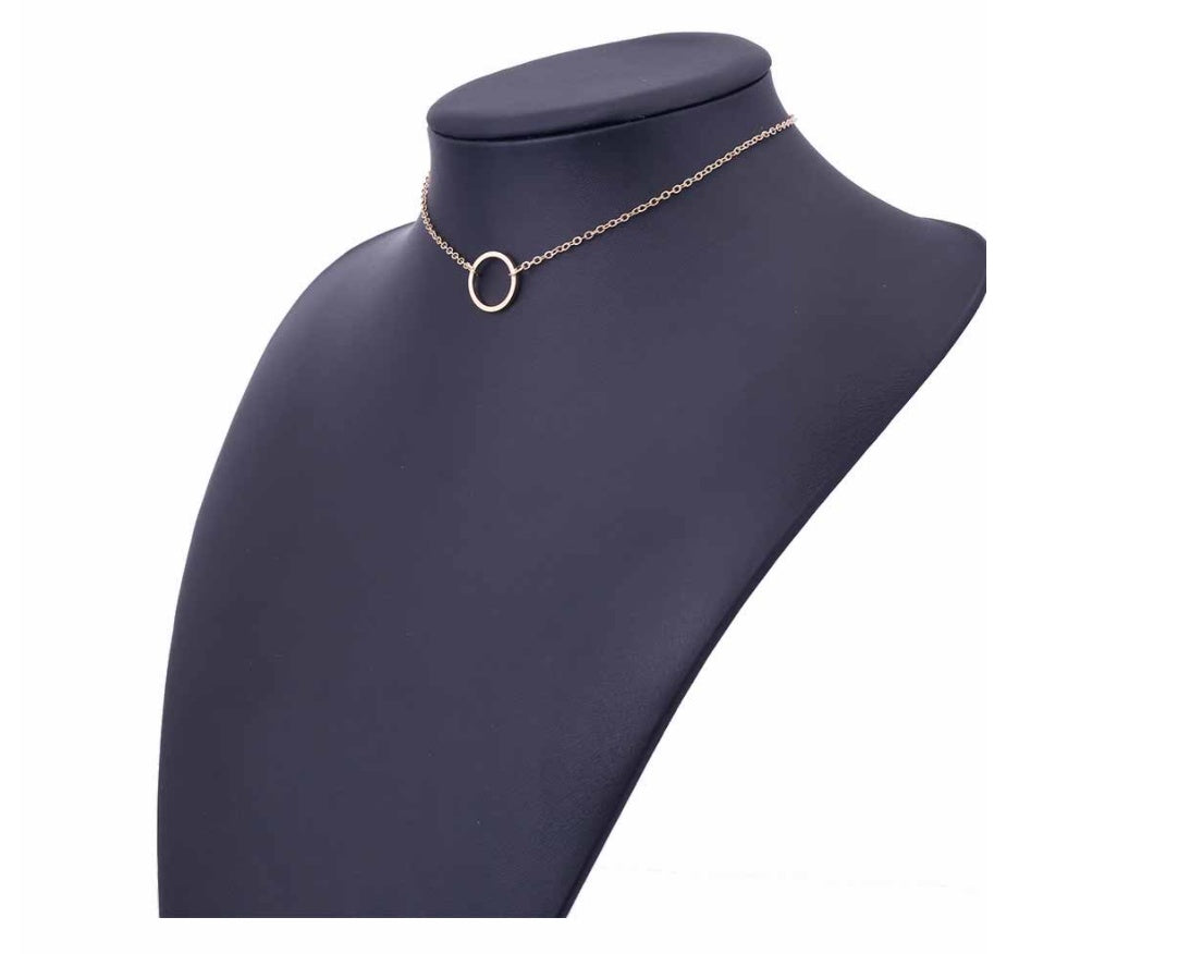 Dainty Circle Pendant Necklaces & Chokers Chain metal ring short necklace