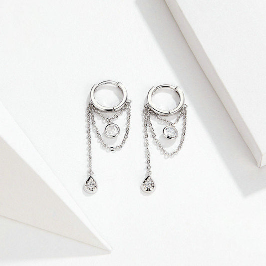 Sterling Silver Earrings White Gold Plated Hypoallergenic Silver Earring