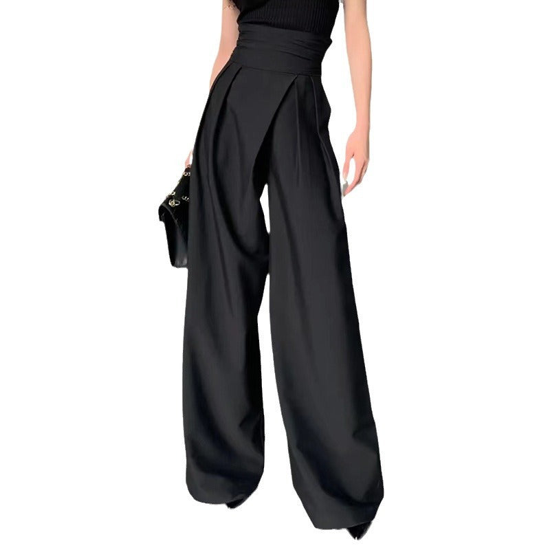 High-Waist Draped Wide-Leg Trousers – Elegant & Empowered Fashion Drooping Wide-leg Pants Women