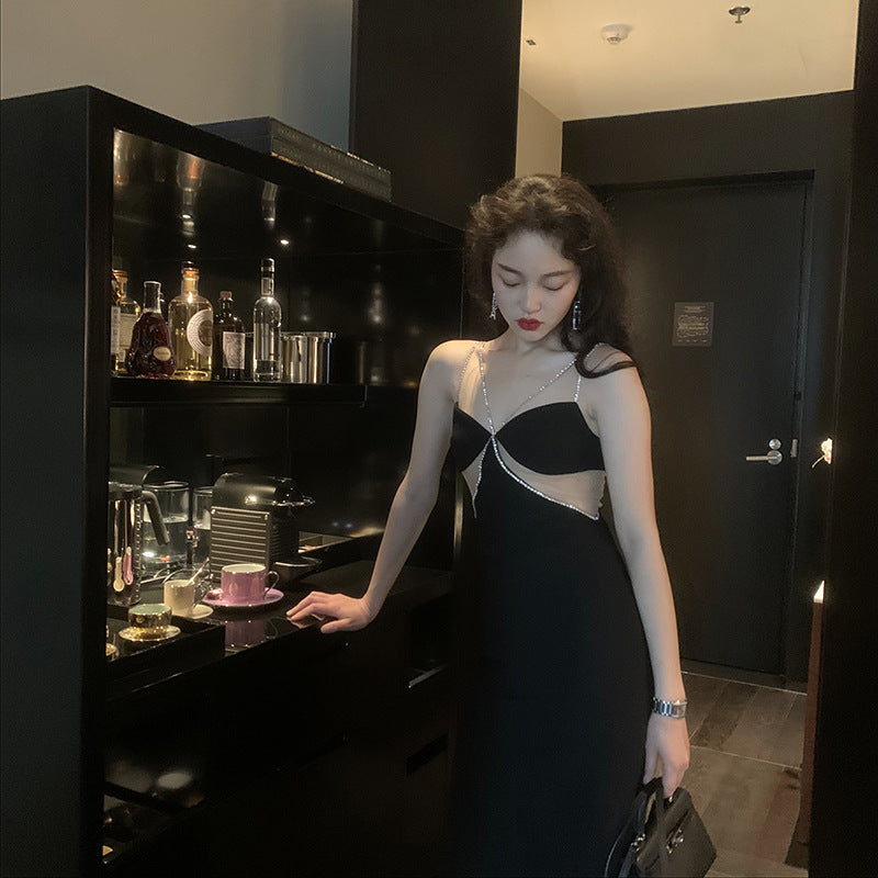 Sexy Small Black Bodycon Dress With Waist For Women's