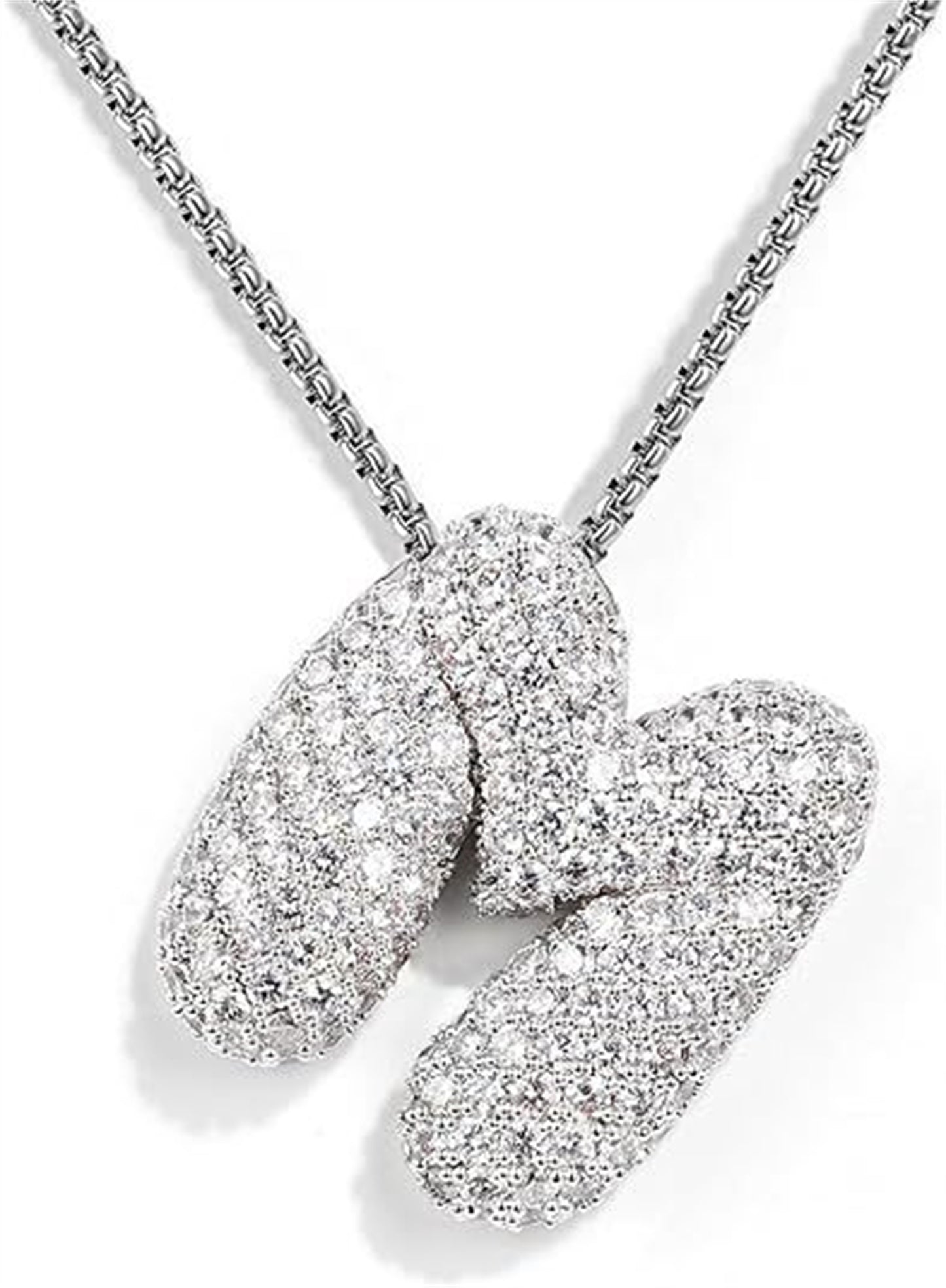 Custom Initial Necklace | Sparkle Alphabet Pendant Brass Zircon Balloon English Letter Necklace