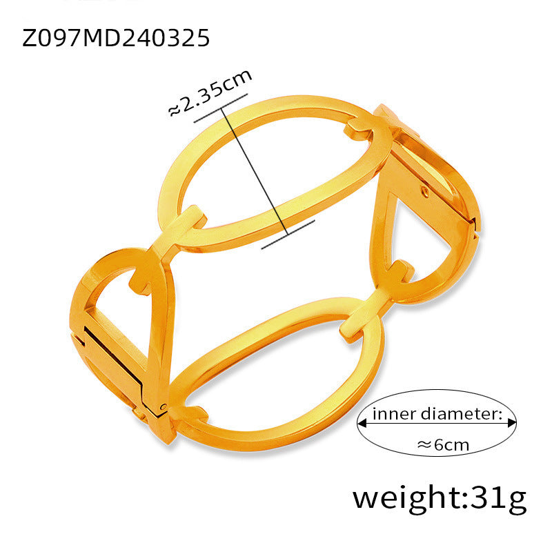 Fashion New Personalized Titanium Steel Gold-plated Diamond Geometric Bracelet