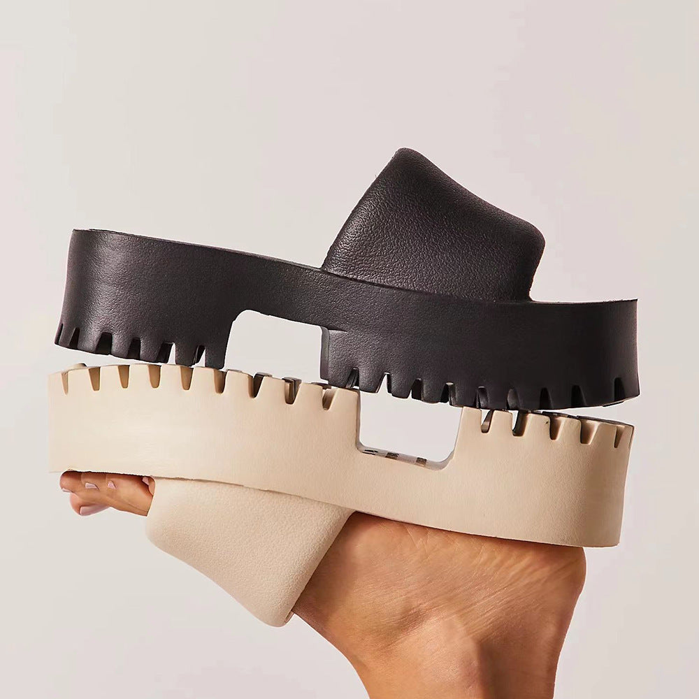 Trendy Chunky Platform Slide Sandals with Lug Sole Women's Platform High Heel Fashion EVA Slippers