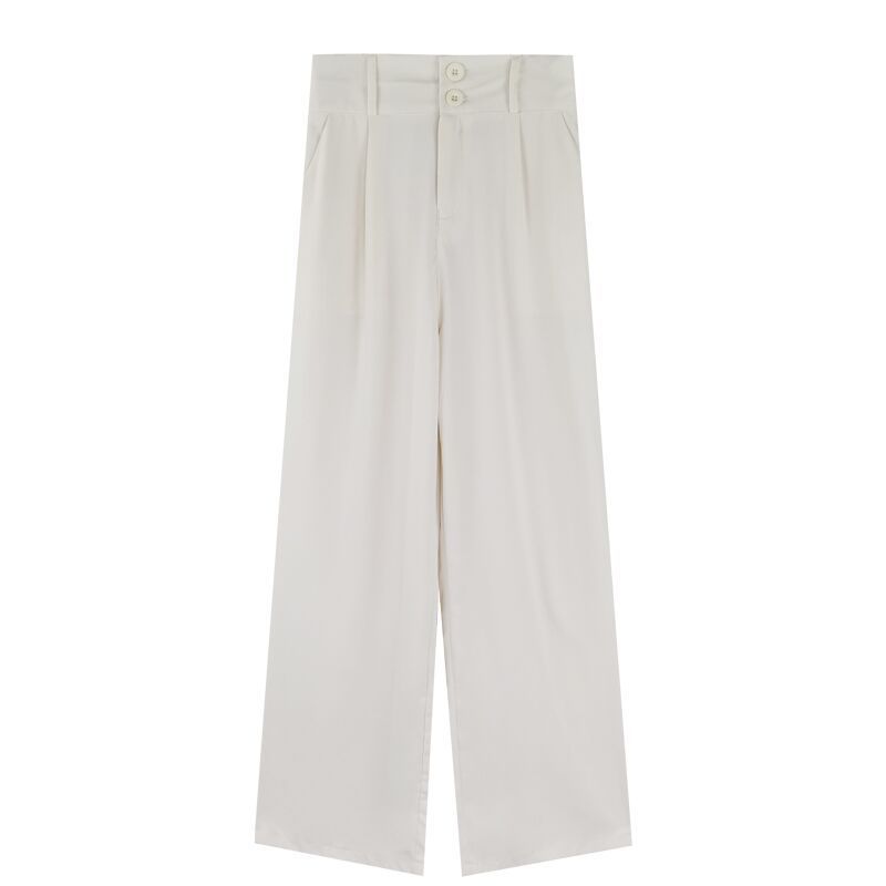 Urban Contour Tailored Trousers – Sleek Meets Street White Pants Women's High Waist Drape Suit Wide Leg Pants