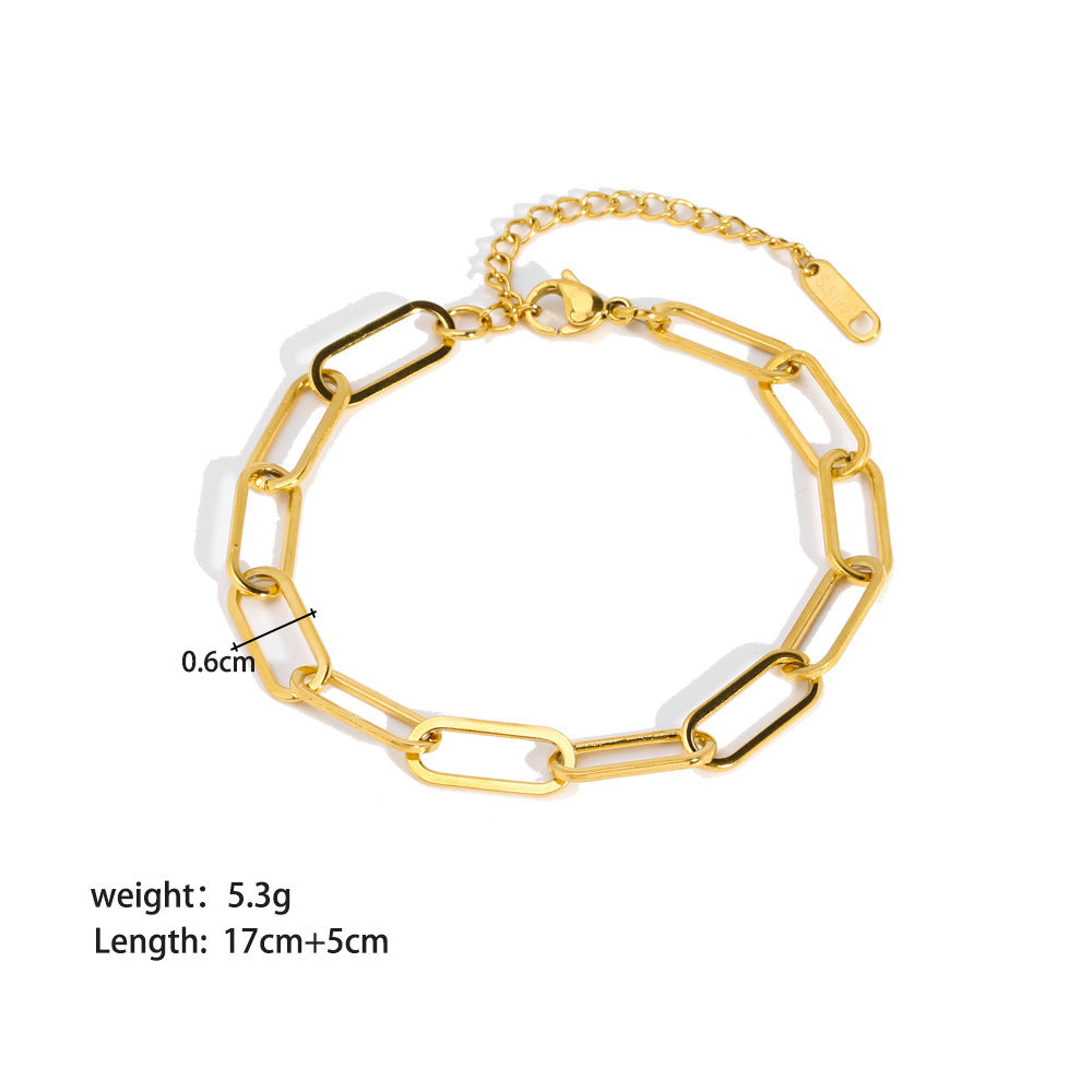 Elegant Gold Plated Bracelet Stack - Various Chain Designs Stainless Steel Ornament Bracelet Female