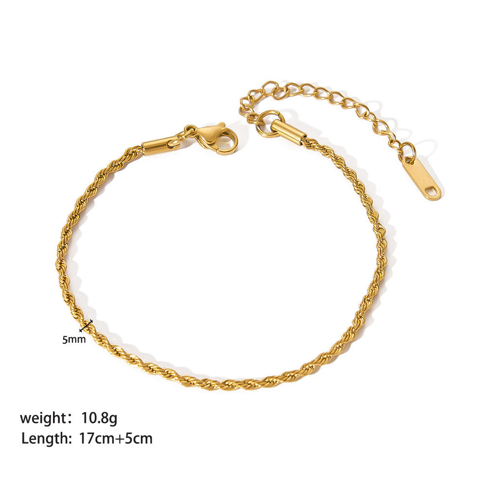 Elegant Gold Plated Bracelet Stack - Various Chain Designs Stainless Steel Ornament Bracelet Female