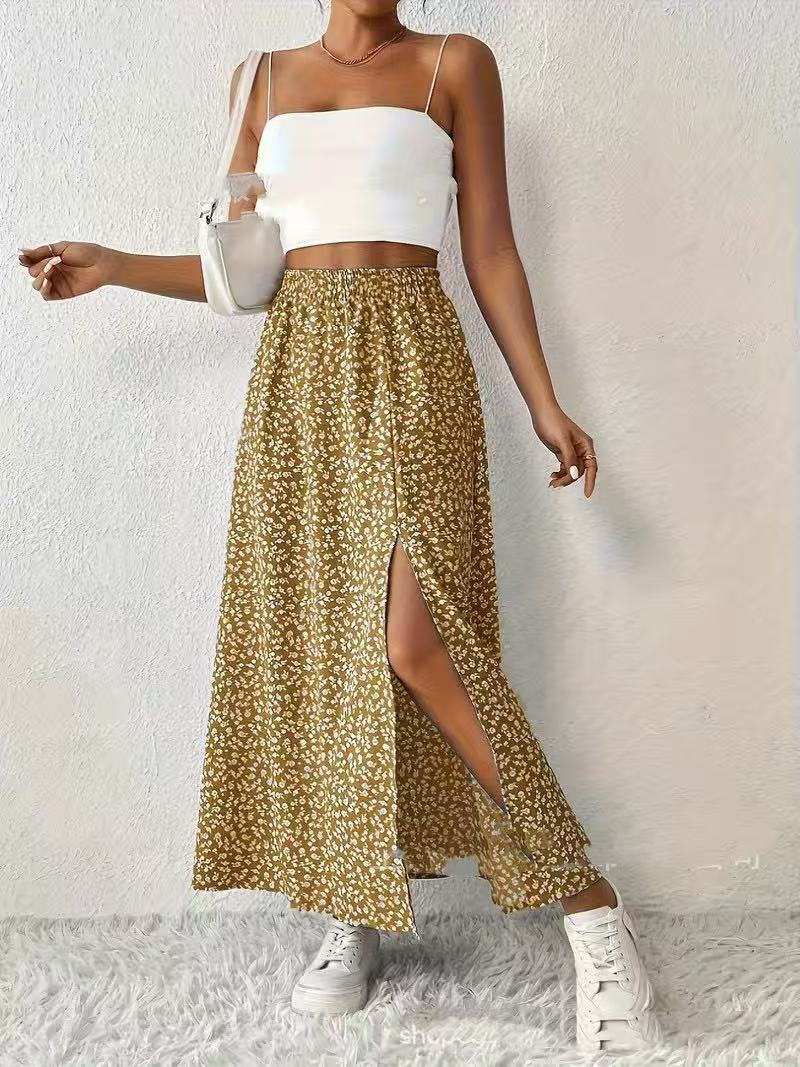 Fashionable With Side-slit Printed Skirt For Women's