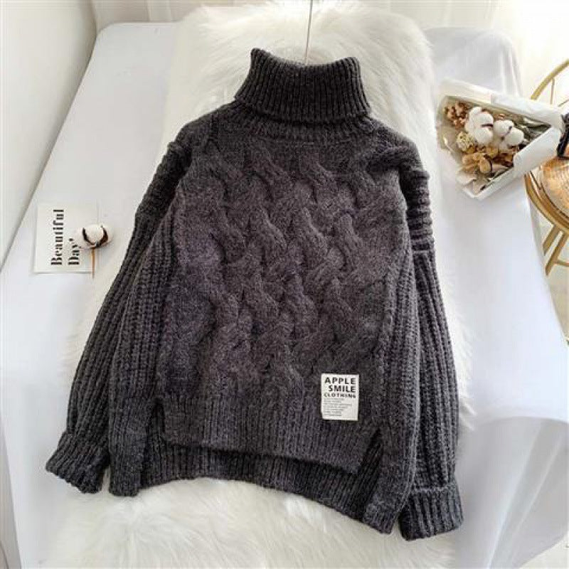 Turtleneck Twist Korean Retro Lazy Knit Pullover Top