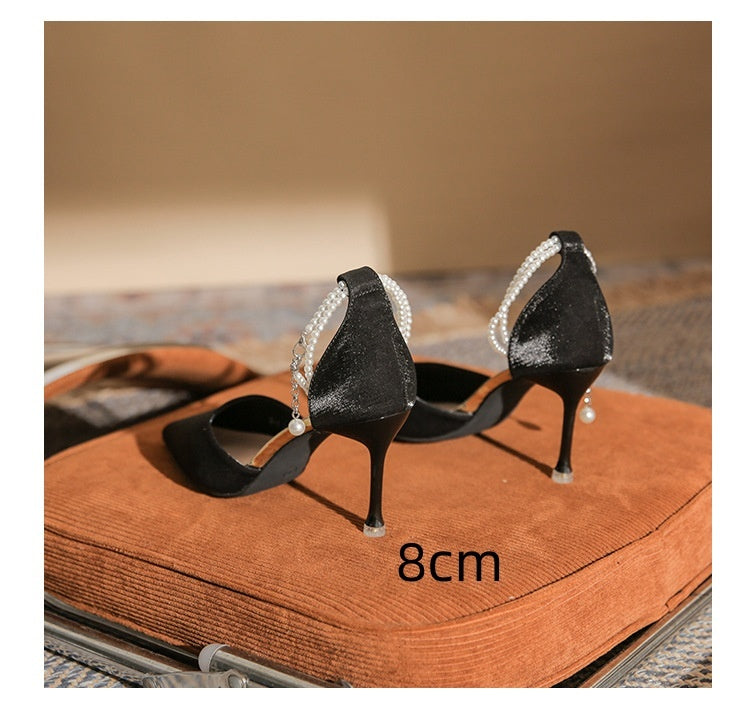 Pearl Ankle Strap Heels – Elegant 6cm & 8cm Heels for Parties & Occasions