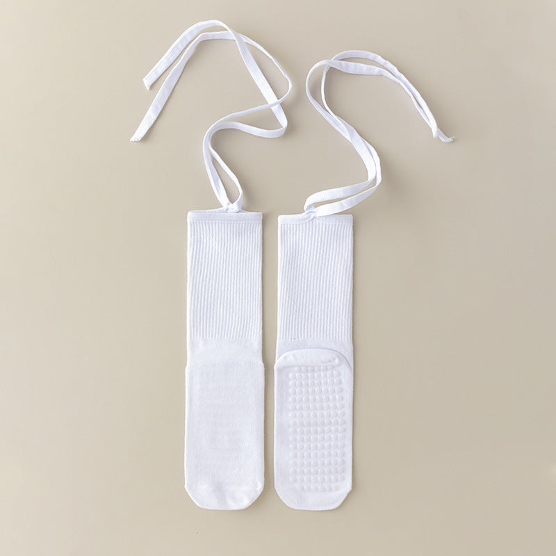 Anti-slip Cross Lace-up Yoga Pilates Dance Dopamine Sports Wear Mid-calf Socks