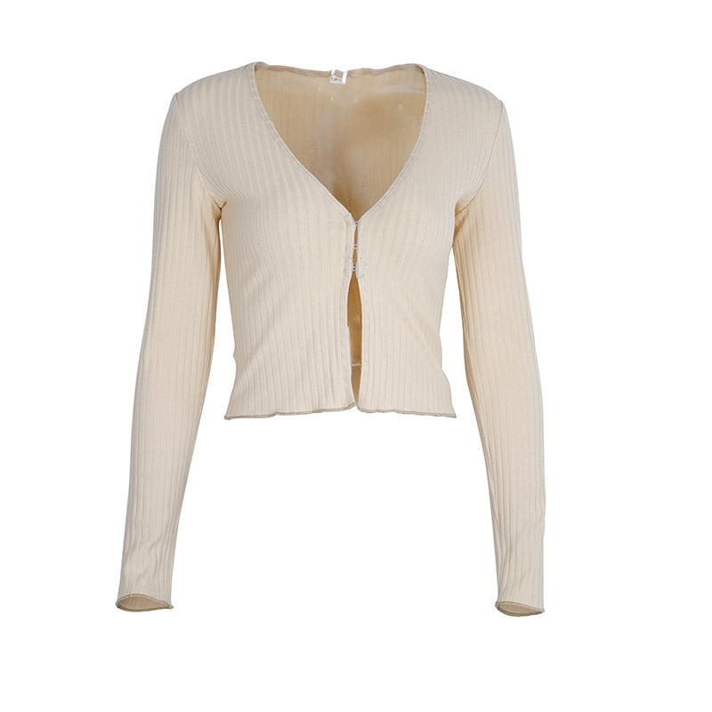 Crop long sleeve ribbed tops For Women's