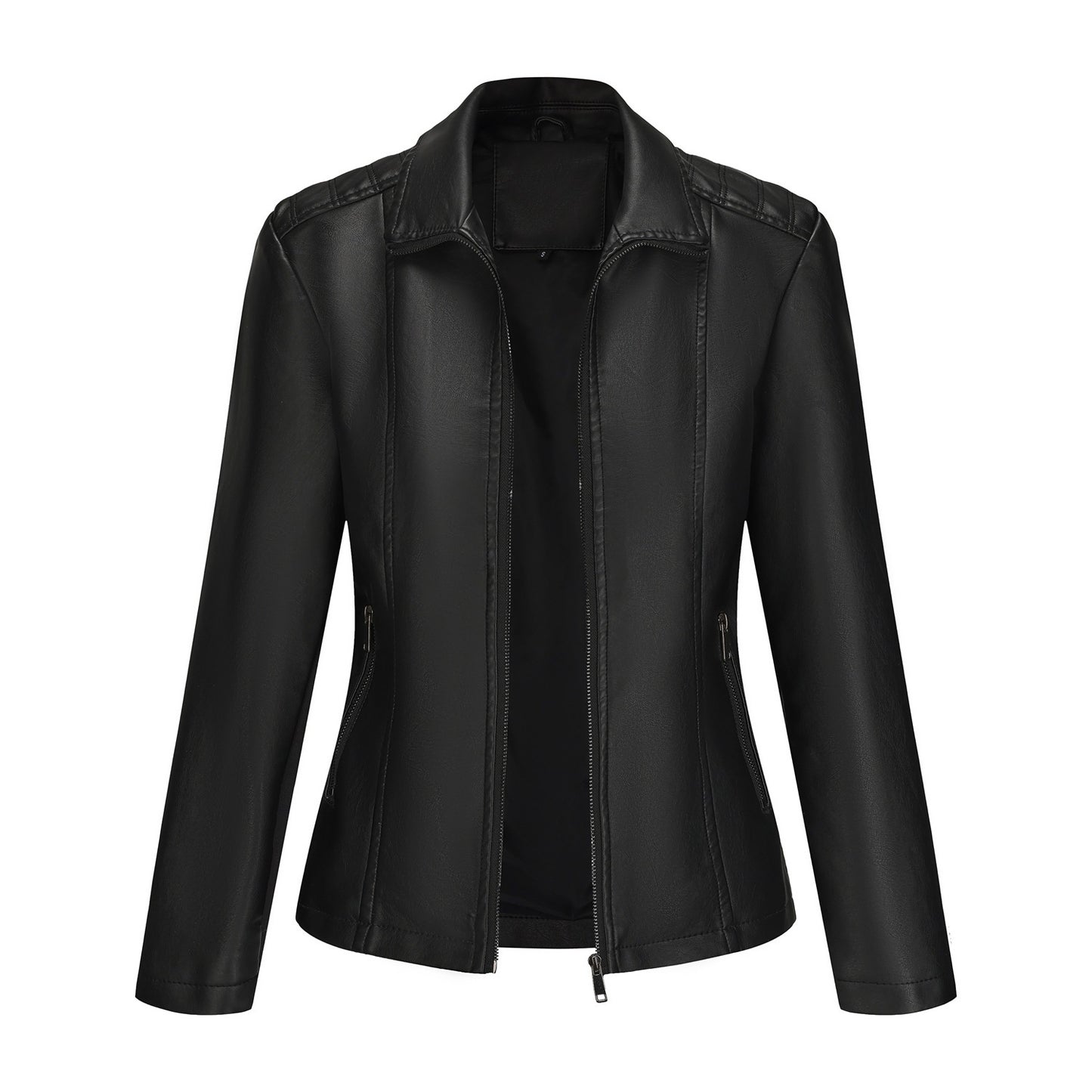 Leather Jacket Knitted Stitching Stretch Coat