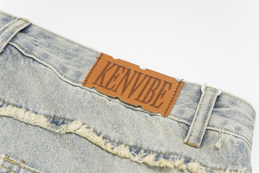 Distressed Patchwork Baggy Jeans – Vintage Y2K Grunge Denim Ripped Stitching Jeans For Men And Women