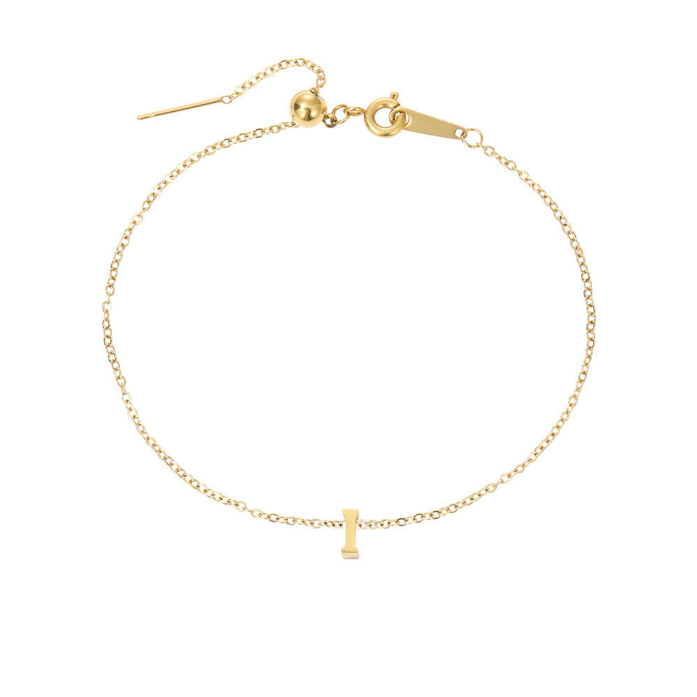 Minimalist Initial Charm Bracelet – Personalized Elegance in Gold & Silver 26 Letters Fashion Personality Stainless Steel Letter Bracelet