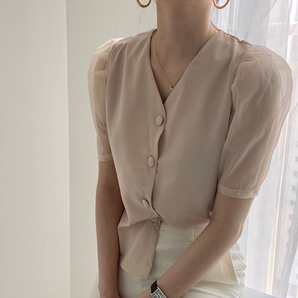 Korean Mesh Splicing Shirt For Women