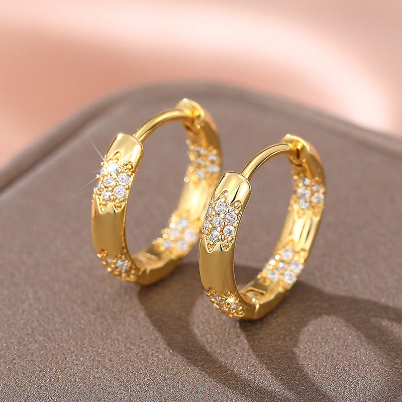 Elegant Gold Plated Pave Zircon Huggie Hoop Earrings Style Earrings For Women