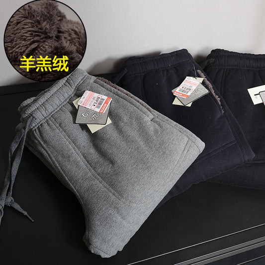 Therma Flex Fleece Joggers – Ultra-Soft, All-Day Warmth Foreign trade on a single new winter sweat pants men lamb plus velvet sport pants trousers thick