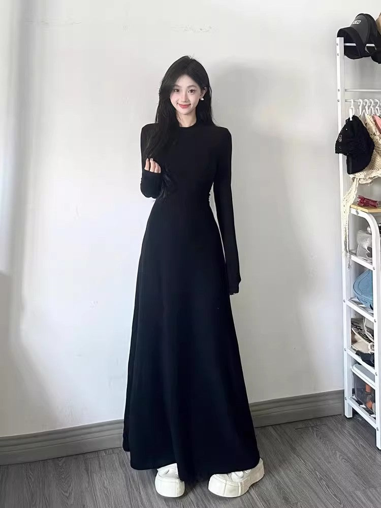 Korean Style Atmosphere Wear Black Dress
