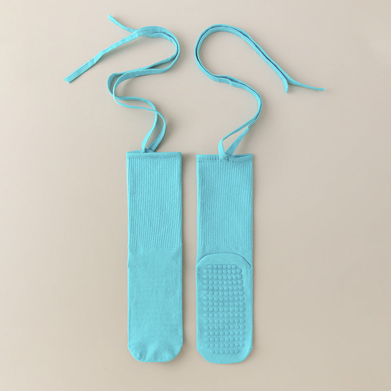 Anti-slip Cross Lace-up Yoga Pilates Dance Dopamine Sports Wear Mid-calf Socks