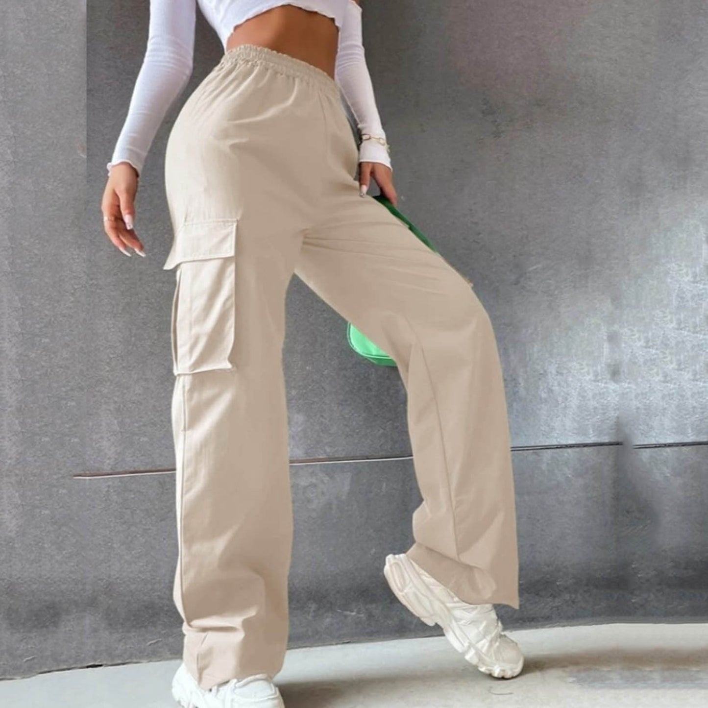 Urban Flex Cargo Pants – Bold Colors, Bigger Moves No Belt Pants High Waist Season Wide Leg Pants Straight Loose Temperament Commuter Pants