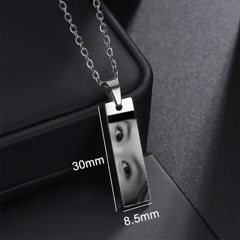 Custom Eyes Photo Necklace Stainless Stee Customized Engrave Eye Necklaces Personalized Picture Name Necklace For Men & Women