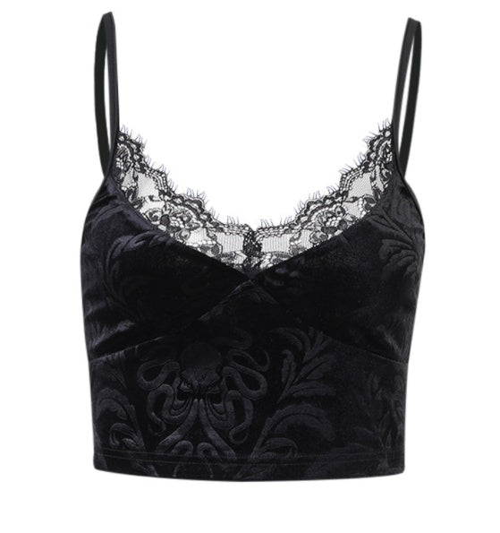 Personality Lace Suspender Top Crop Vest For Women