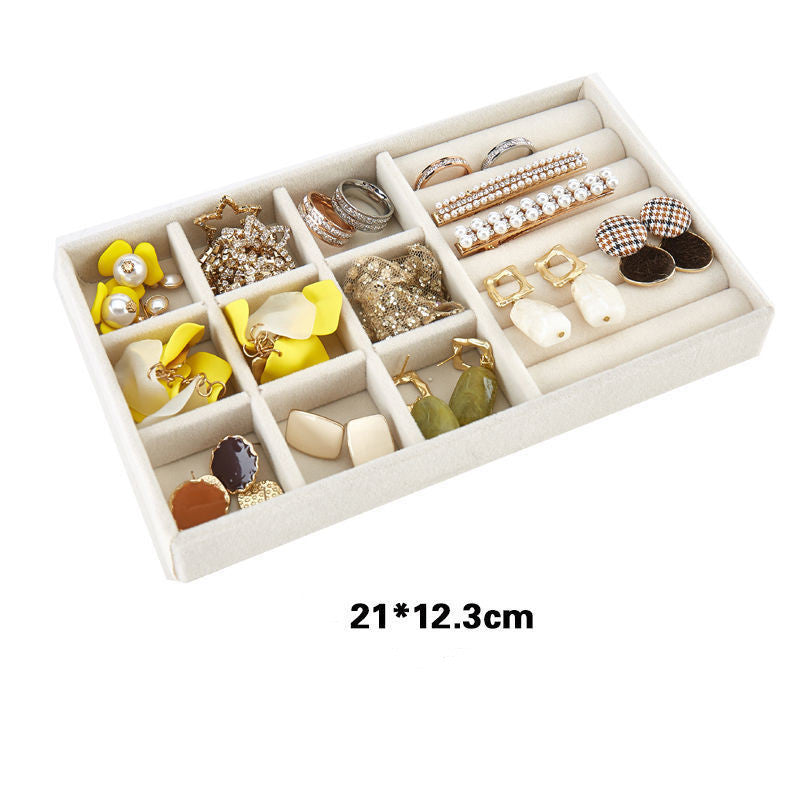 Home Large Capacity Flannel Jewelry Box With Earrings Nails Hand Accessories