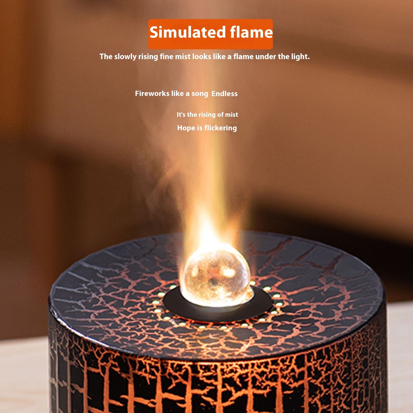 Colorful Simulation Flame Beads Aroma Diffuser Air Humidifier Aesthetic Air Purifier