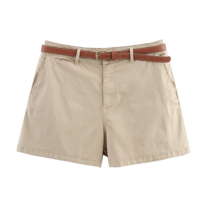 New Summer Design Sense Versatile Belt Casual Shorts