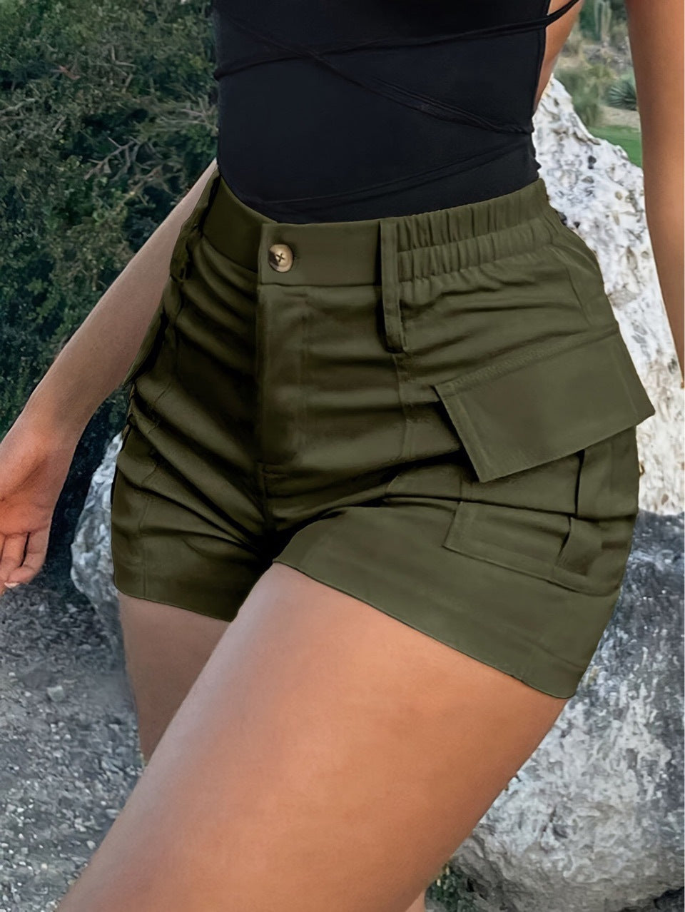 Summer American Casual Solid Color Shorts For Women's