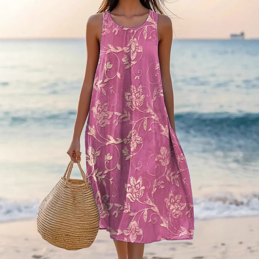 Polyester Short-sleeve One-piece Dress For Women