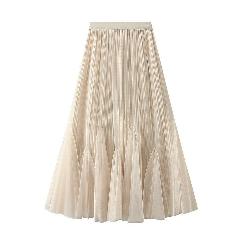 Autumn Retro Fall Gauze Skirt Slimming Large Hem Fishtail Skirt For Women