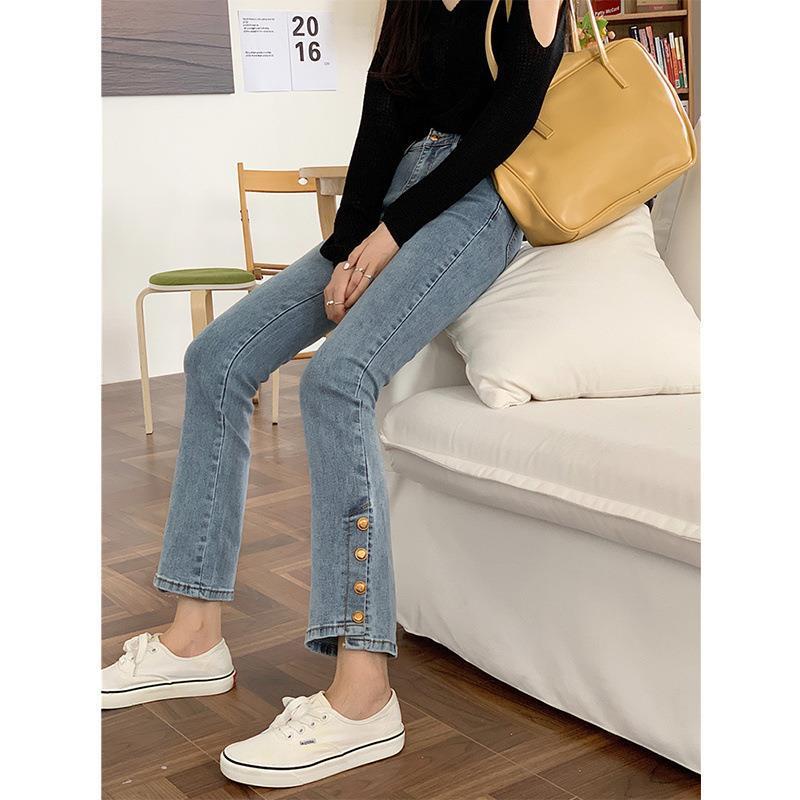 Side Button Slim Jeans – Chic, Modern, and Effortlessly Cool High Waist Slimming Retro Jeans For Women