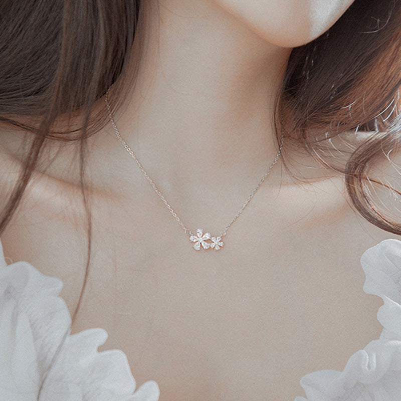 Delicate Crystal Flower Pendant Necklace – Gold & Silver Options S925 Sterling Silver Chrysanthemum Design Sense Net Red Same Style