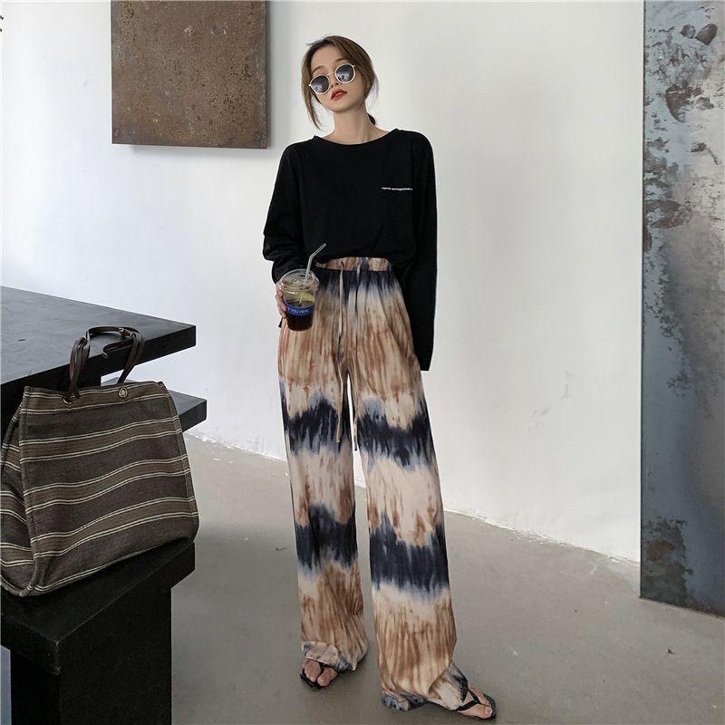 Vibe Wave Printed Lounge Pants – Unapologetically Bold Tie Dye Wide Leg Pants New Women's Nine-quarter Pants