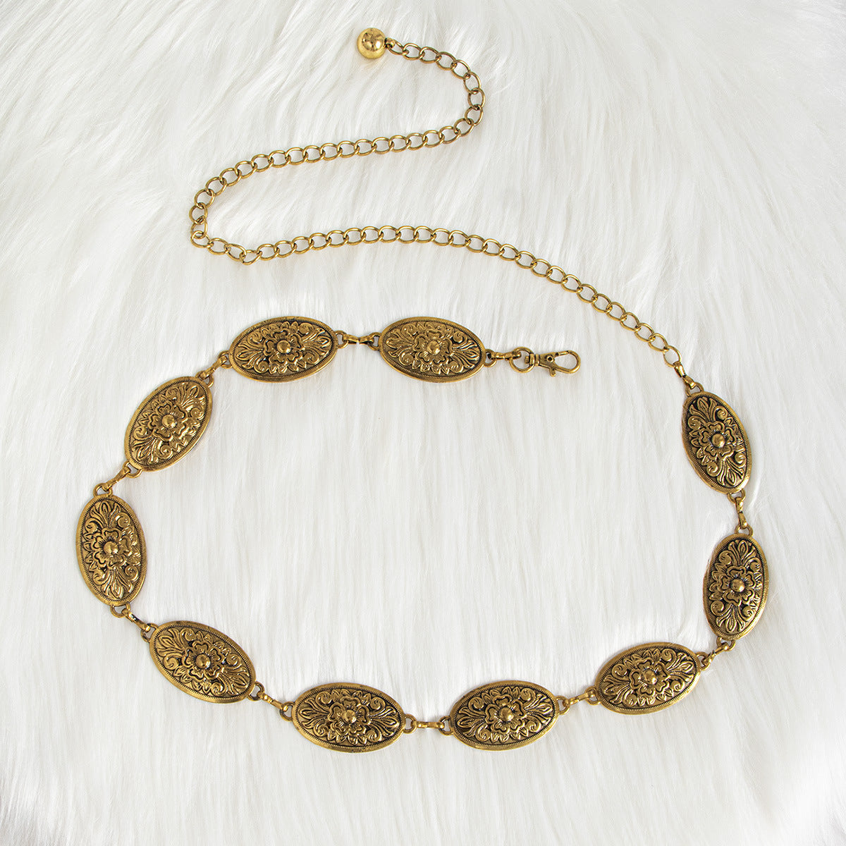 Bohemian Filigree Waist Chain for Dresses Carved Vintage Metal Women's Waist Chain