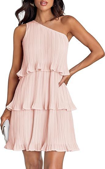 Shoulder Layered Stitching Hem Dress For Women's