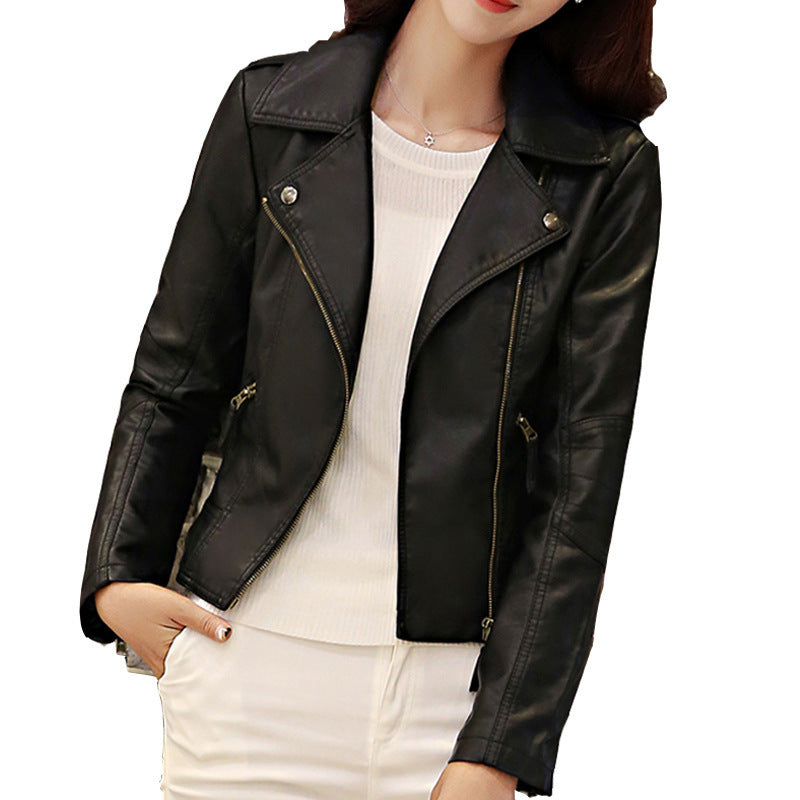 European And American Motorcycle Jacket Women's Clothing Leather Coat