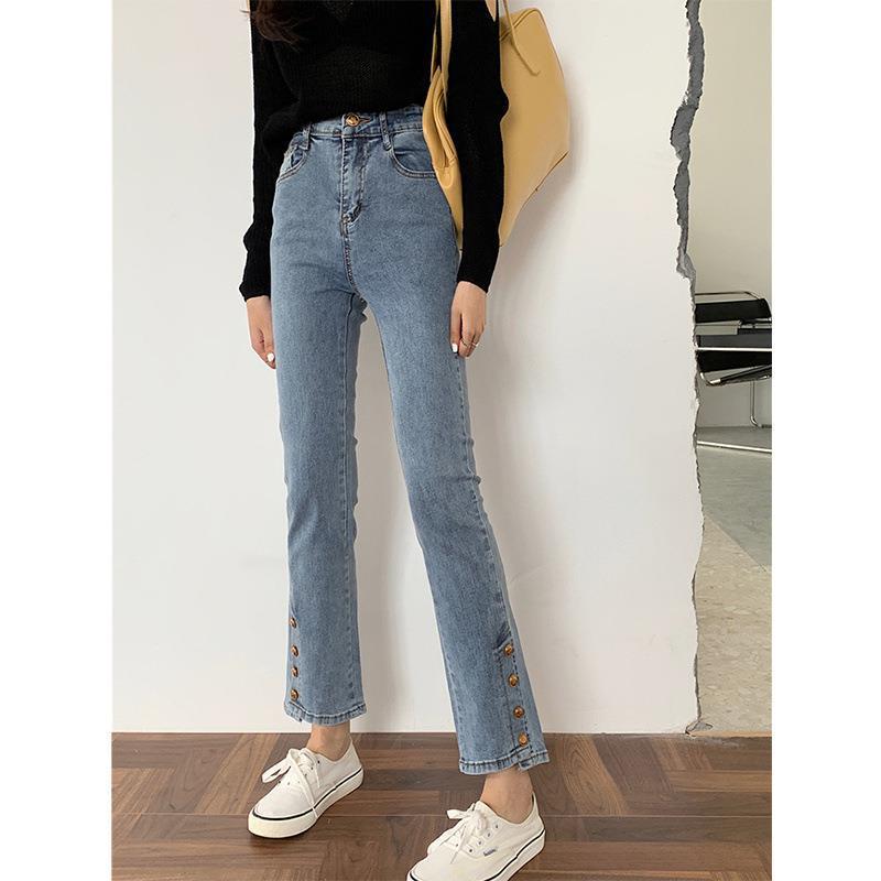 Side Button Slim Jeans – Chic, Modern, and Effortlessly Cool High Waist Slimming Retro Jeans For Women