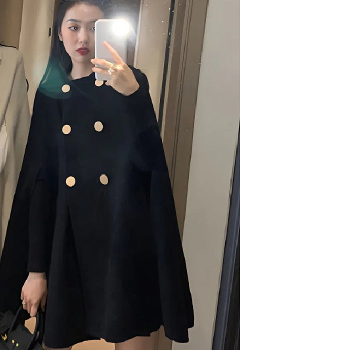 Élan Cape™ Classic Double-Breasted Cape Coat – Chic & Cozy Elegance Cape Top Women's Korean-style Loose