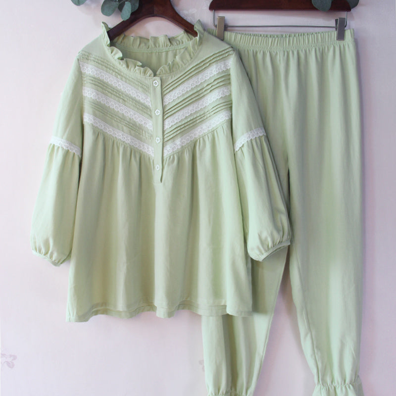 Comfortable Two-Piece Loungewear Set for Women Korean women's cotton pajamas