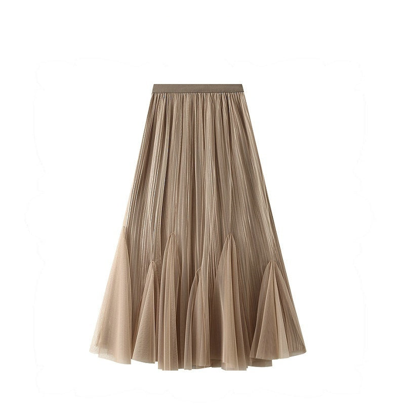 Autumn Retro Fall Gauze Skirt Slimming Large Hem Fishtail Skirt For Women